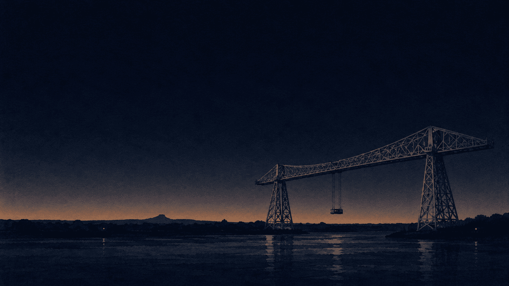 A painting of Middlesbrough at dusk
